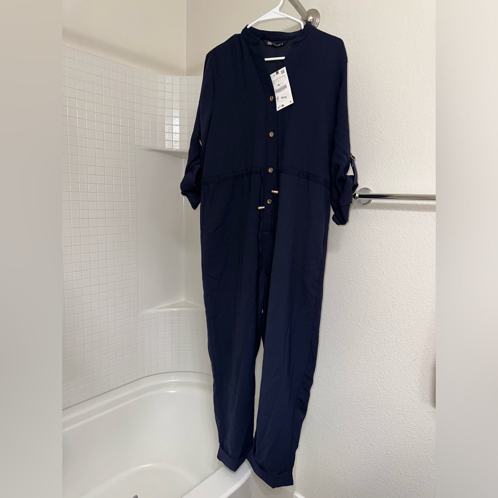Womens Zara Navy Blue Jumpsuit